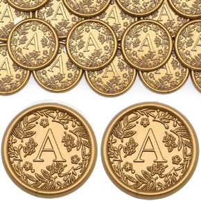 SWANGSA Letter Wax Seal Stickers, 30 Pcs Botanical Flowers Initial Alphabet S Wax Seal Stickers Antique Gold Envelope Seal Stickers, for Wedding Invitation, Christmas, Gift Wrapping in Kuwait