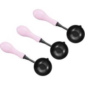 PATIKIL 4" Wax Seal Spoon, 3Pcs Wax Sealing Melting Spoon Painted Wooden Handle Wax Spoon for Wax Seal Stamp Envelope Art Craft Projects, Pink