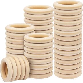 20PCS 4 inch Wooden Rings for Crafts Unfinished Wood Rings 100mm Wooden Rings Macrame Rings Solid Natural Wood Rings for DIY Crafts, Connectors Jewelry Making