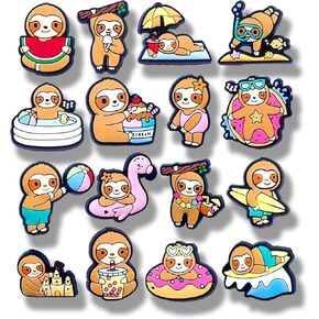 16Pcs Cute Sloth Shoe Charms, Shoe Decoration Party Gifts For Boys, Girls, Kids, Women. (16Pcs Sloth)