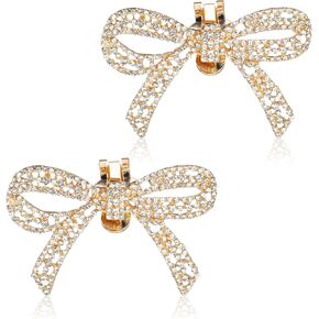 2Pcs Rhinestone Shoe Clips Shoe Shoe Jewelry Clips Bows Clips for Women Gold Shoe Clips Elegant Rhinestone Shoe Accessories Crystal Rhinestone Bow Shoe Clips for Bridal Wedding High Heels Accessories
