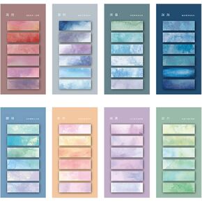 960 Sheets Landscape Sticky Tabs, Pastel Strip Index Tabs for Annotating Books, Multifunctional and Writable Sticky Note Tabs, Multi-Color Book Tabs for Page Markers(8 Pack)