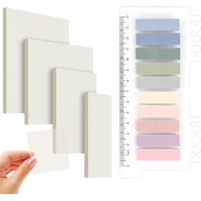 400 PCS Transparent Sticky Tabs, Index Tabs and Clear Sticky Notes Book Tabs, Writable and Pasteable Note for School, Office(Transparent+10 Colour) in Kuwait