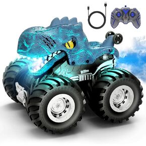 Tecnock Remote Control Monster Trucks Car, 360° Rotating RC Cars for Boys, 2.4GHz Dinosaur Toys with Spray, Light & Sound, Toys for Kids 6 7 8 Year Olds, Gift for Boys and Girls