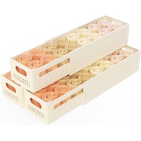 Yawinhe Retractable Plastic Storage Bins with Handles, Expandable Stackable Storage Baskets, 3pack Organization and Storage Containers Organizers for Closet Pantry Cabinet, 11-18.5x3.9x3.1in