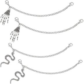 PH PandaHall 4pcs 2 Styles Shoelace Charms 8.2 Inch Gothic Punk Shoe Chains Metal Snake Skeleton Pendant Hand Shoe Chains Unique Shoe Charms for Sneaker Boots Biker Sandals Clog Accessories Shoes