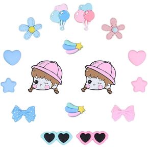 16Pcs Cute Cartoon Shoe Charms Resin Shoe Charms Kawaii Shoe Charms Bracelet Clog Sandal Shoes Decorated Charms for Adult Woman