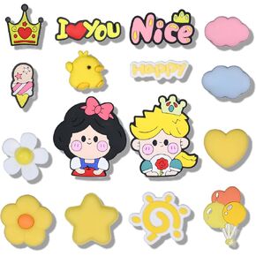 16Pcs Cute Cartoon Shoe Charms Resin Shoe Charms Kawaii Shoe Charms Bracelet Clog Sandal Shoes Decorated Charms for Adult Woman