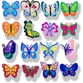 16PCS Butterfly Shoe Charms, Shoe Decoration Party Gifts for Boys Girls Kids, Women, Men