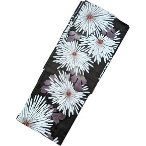 Women's Authentic Traditional Japanese Yukata, aka Casual Kimono, Flowers in Charcoal