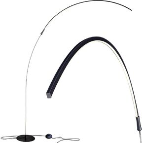 Brightech Sparq Arc Floor Lamp, Ultra Bright Lamp for Living Rooms & Offices – 3-Way Dimmable Smart, Tall Contemporary Standing Lamp for Reading in Bedrooms - Silver
