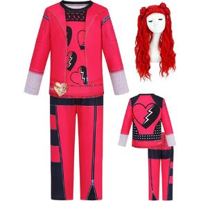 زي أحمر للفتيات مع شعر مستعار أحمر للأطفال أزياء الهالوين ملابس تنكرية للفيلم وبنطلون وقميص لحفلات أعياد الميلاد ﻿ in Kuwait