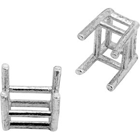 925 Sterling Silver 4-Prong Rectangular Basket Setting for 6x8mm Emerald Cut Faceted Gemstones or Crystals Ideal for DIY Ring Jewelry Creations, Sold in 5 Piece Packs