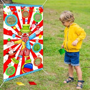 Avezano Carnival Toss Game Banner 3 Bean Bags Circus Theme Fun Carnival Game Carnival Theme Party Decorations Carnival Toss Games Set for Kids Adults Family