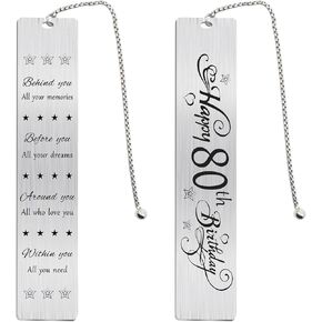 Jzxwan Happy 80th Birthday Gifts for Women Men, 80 Year Old Birthday Bookmark Gift for Male Female, 80 Birthday Decorations