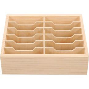 Toddmomy Cell Phone Storage Box 24-grid Wooden Cell Phone Holder Desktop Organizer Storage Box for Classroom Office