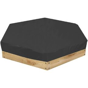Sandbox Cover, Hexagon Sandpit Sand Toys Cover Waterproof Pool Cover with Drawstring, Cover Only (Black)