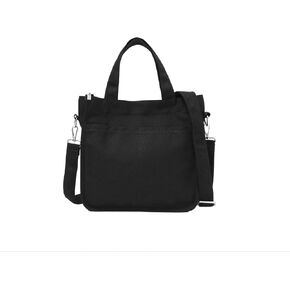 Jeelow Small Canvas Tote Handbag Shoulder Crossbody Bag Purse With Zipper & Pockets For Men & Women