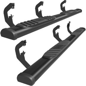 TAC Spear Running Boards Compatible with 2007-2018 Chevy Silverado/GMC Sierra 1500 | 2007-2019 2500/3500 Crew Cab 6" Side Step Rail Nerf Bar Truck Accessories Aluminum Texture Black Width Lightweight