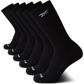 Reebok Men's Athletic Socks - 6 Pack Targeted Cushion Crew Socks - Breathable Cotton Blend Socks for Men (Shoe Size: 6-12.5)