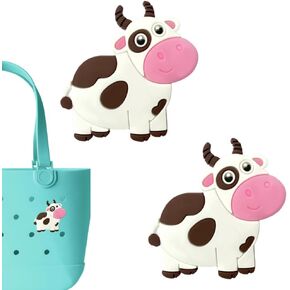 Cow Charms for Bogg Bag - Set of 2 PVC Rubber Inserts, Compatible with Bogg Bag Accessories, Beach Bag Charms Inserts Accessories for Women Girls 1 in Saudi Arabia