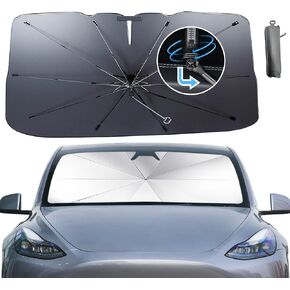 2024 Upgrade Titanium Golden Color Foldable Windshield Sun Shade Umbrella, Car Windshield Sunshade Umbrella with 360° Rotatable Handle, Suitable Most Vehicles (53 in X 30 in)