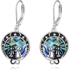 Wolf Earrings Gifts for Women Sterling Silver Wolf Moon Star Drop Dangle Earrings Jewelry Christmas Gifts For Women