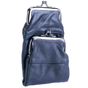 Leather Impressions snap Closure Cigarette Case - Handmade Genuine Leather Cigarette Case with Double Twist Clasp Pockets, 1 Zipper Pocket - Timeless Cigarette Case with Lighter 7"x4" (Navy)
