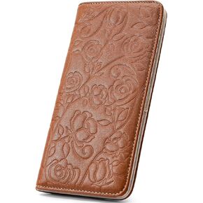 Wallet Women Ultra Slim Thin Womens Wallet RFID Blocking Bifold Clutch Long Ladies Wallet Rose BLACK