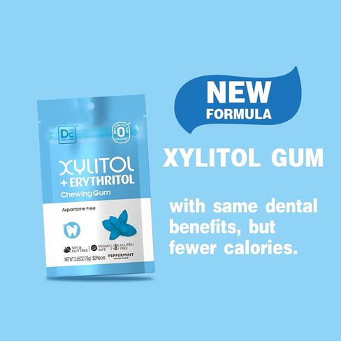 DC24 DAILY CARE Gum, Aspartame Free & Sugar Free Gum, Xylitol Chewing Gum with Erythritol, Low-Calorie, Sugarless, Natural Peppermint, 50 Pieces (Pack of 1) in Saudi Arabia