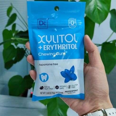 DC24 DAILY CARE Gum, Aspartame Free & Sugar Free Gum, Xylitol Chewing Gum with Erythritol, Low-Calorie, Sugarless, Natural Peppermint, 50 Pieces (Pack of 1) in Saudi Arabia