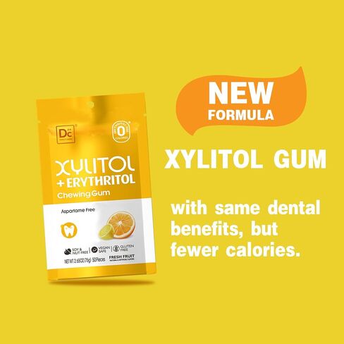 DC24 DAILY CARE Gum, Aspartame Free & Sugar Free Gum, Xylitol Chewing Gum with Erythritol, Low-Calorie, Sugarless, Natural Peppermint, 50 Pieces (Pack of 1) in Saudi Arabia
