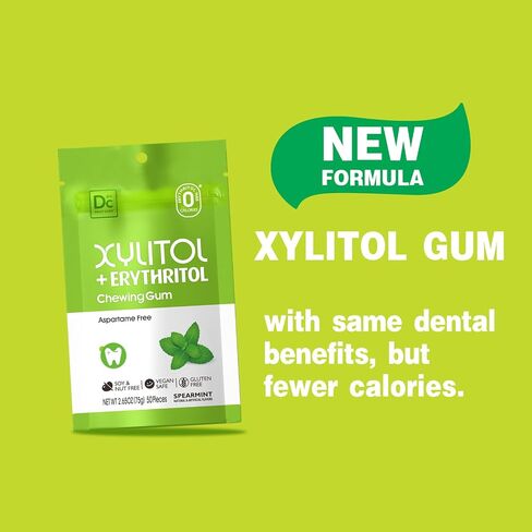 DC24 DAILY CARE Gum, Aspartame Free & Sugar Free Gum, Xylitol Chewing Gum with Erythritol, Low-Calorie, Sugarless, Natural Peppermint, 50 Pieces (Pack of 1) in Saudi Arabia