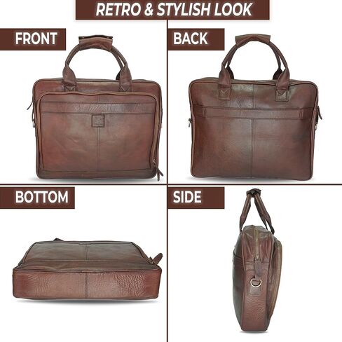 Leather Briefcase for Men and women - Vintage 15.6" Laptop Messenger Bag Genuine Crazy Horse Leather Business Satchel in Saudi Arabia