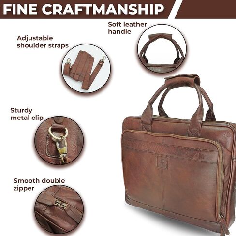Leather Briefcase for Men and women - Vintage 15.6" Laptop Messenger Bag Genuine Crazy Horse Leather Business Satchel in Saudi Arabia
