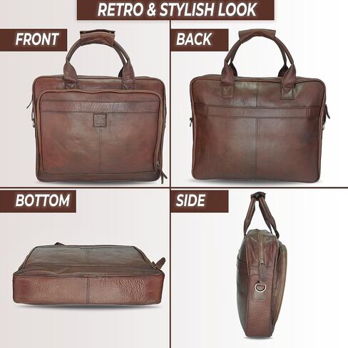Leather Briefcase for Men and women - Vintage 15.6" Laptop Messenger Bag Genuine Crazy Horse Leather Business Satchel in Saudi Arabia