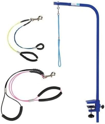 Downtown Pet Supply Dog Grooming Arm with Clamp and Grooming Loop, 1 Haunch, Black - Adjustable, Steel Grooming Table Arm with Table Clamp, No Sit Haunch Holder Dog Grooming Restraint and Loop in Saudi Arabia