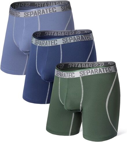 ملابس داخلية للرجال من Separatec ذات الحقيبة المزدوجة، ملابس داخلية شبكية نشطة وأداء رائع، سراويل داخلية طويلة من 3 قطع in Kuwait