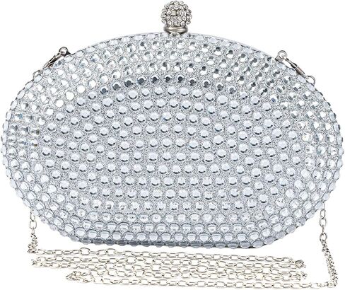 Evening Bags For Women Pleated Glitter Rhinestone Brooch Clutch Purse With Detachable Chain Strap in Saudi Arabia