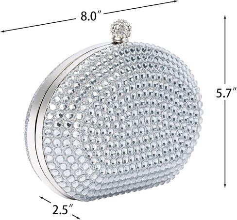 Evening Bags For Women Pleated Glitter Rhinestone Brooch Clutch Purse With Detachable Chain Strap in Saudi Arabia