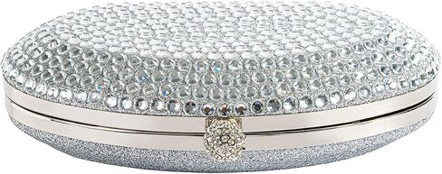 Evening Bags For Women Pleated Glitter Rhinestone Brooch Clutch Purse With Detachable Chain Strap in Saudi Arabia