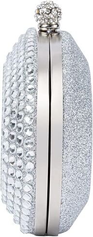 Evening Bags For Women Pleated Glitter Rhinestone Brooch Clutch Purse With Detachable Chain Strap in Saudi Arabia