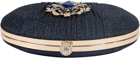 Evening Bags For Women Pleated Glitter Rhinestone Brooch Clutch Purse With Detachable Chain Strap in Saudi Arabia