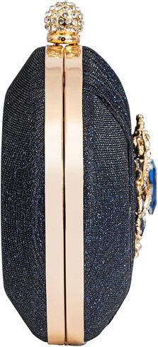 Evening Bags For Women Pleated Glitter Rhinestone Brooch Clutch Purse With Detachable Chain Strap in Saudi Arabia