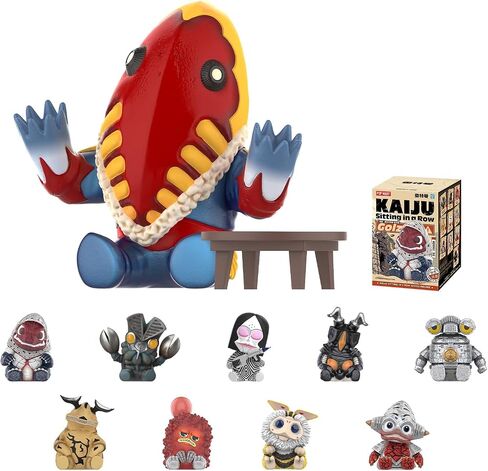 POP MART Kaiju Sitting in a Row Series Blind Box Figures, Random Design Mystery Toys for Modern Home Decor, Collectible Toy Set for Desk Accessories, Single Box in Saudi Arabia