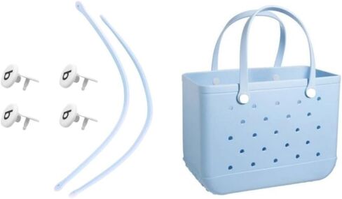 الأشرطة البديلة لحقيبة S/M Bog، مقابض بديلة مع 4 أزرار كبس بديلة لحقيبة الشاطئ المطاطية، استبدال حزام حقيبة EVA، طقم إصلاح حقيبة الشاطئ Bogg (أزرق فاتح) in Kuwait