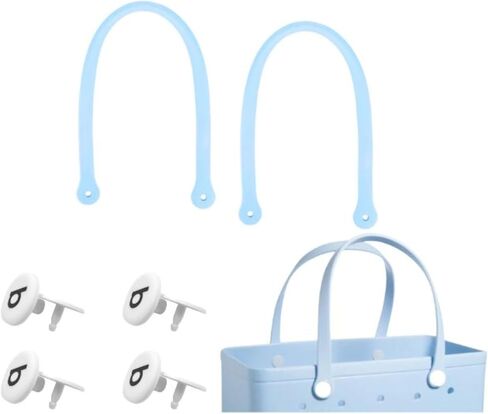 الأشرطة البديلة لحقيبة S/M Bog، مقابض بديلة مع 4 أزرار كبس بديلة لحقيبة الشاطئ المطاطية، استبدال حزام حقيبة EVA، طقم إصلاح حقيبة الشاطئ Bogg (أزرق فاتح) in Kuwait