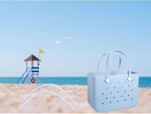 الأشرطة البديلة لحقيبة S/M Bog، مقابض بديلة مع 4 أزرار كبس بديلة لحقيبة الشاطئ المطاطية، استبدال حزام حقيبة EVA، طقم إصلاح حقيبة الشاطئ Bogg (أزرق فاتح) in Kuwait