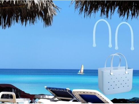 الأشرطة البديلة لحقيبة S/M Bog، مقابض بديلة مع 4 أزرار كبس بديلة لحقيبة الشاطئ المطاطية، استبدال حزام حقيبة EVA، طقم إصلاح حقيبة الشاطئ Bogg (أزرق فاتح) in Kuwait