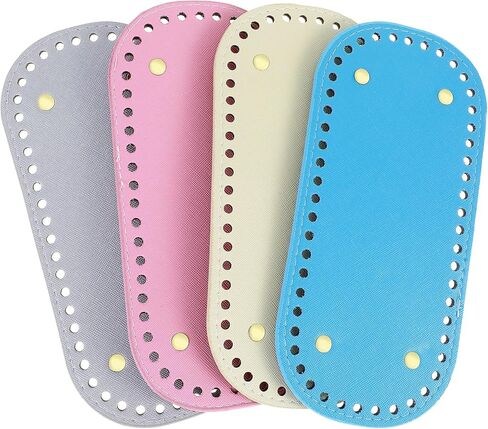 JJUNW 4Pcs Bag Bases for Crochet, 8.7x4 Leather Bag Bottom Pad Crochet Base Long Oval Bag Bottom Pad Tote Bag Insert Purse Bottom with Holes for Handbag Purse Bottom(4 colors2) in Saudi Arabia